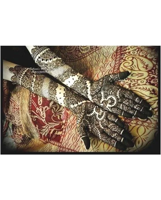 Traditional Fill And Dome Along Front Full Hand Mehndi Design